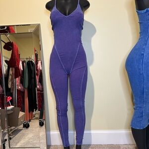 Fashion Nova Ribbed Purple Jumpsuit